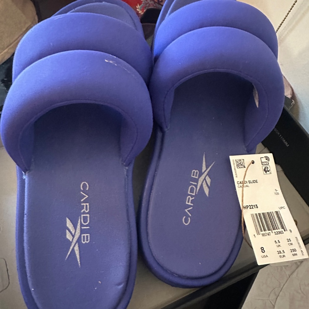 Reebok Cardi B Purple Slide Sandals barely worn